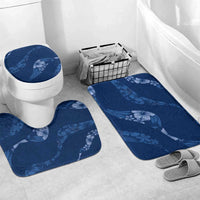 Aloha Hawaii Floral Tapa Bathroom Set Patchwork Navy LT7 Mat Set Only (3 pcs) One Size Navy - Polynesian Pride
