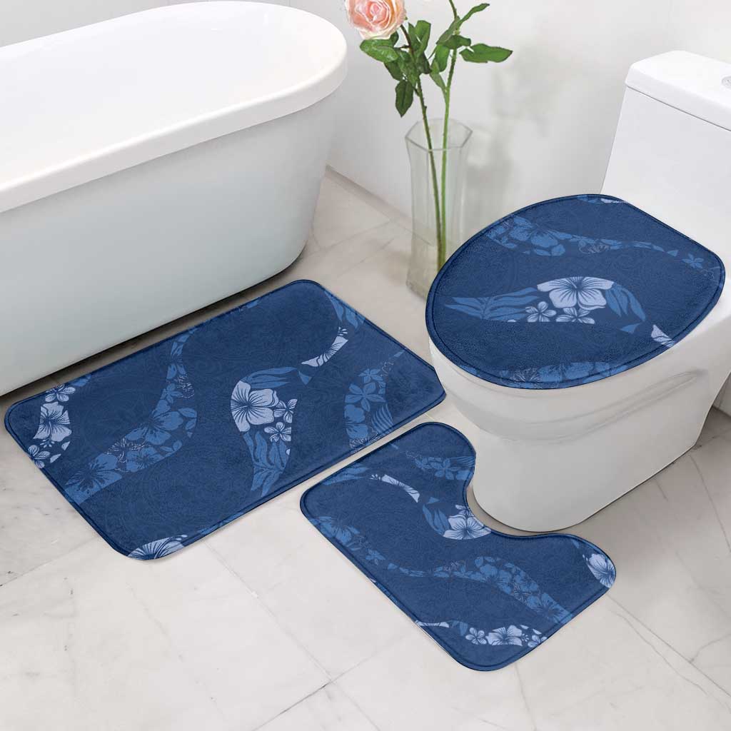 Aloha Hawaii Floral Tapa Bathroom Set Patchwork Navy LT7 - Polynesian Pride