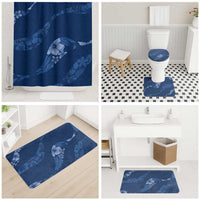 Aloha Hawaii Floral Tapa Bathroom Set Patchwork Navy LT7 - Polynesian Pride