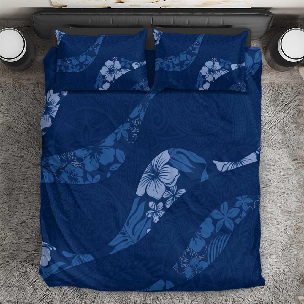 Aloha Hawaii Floral Tapa Bedding Set Patchwork Navy LT7 Navy - Polynesian Pride
