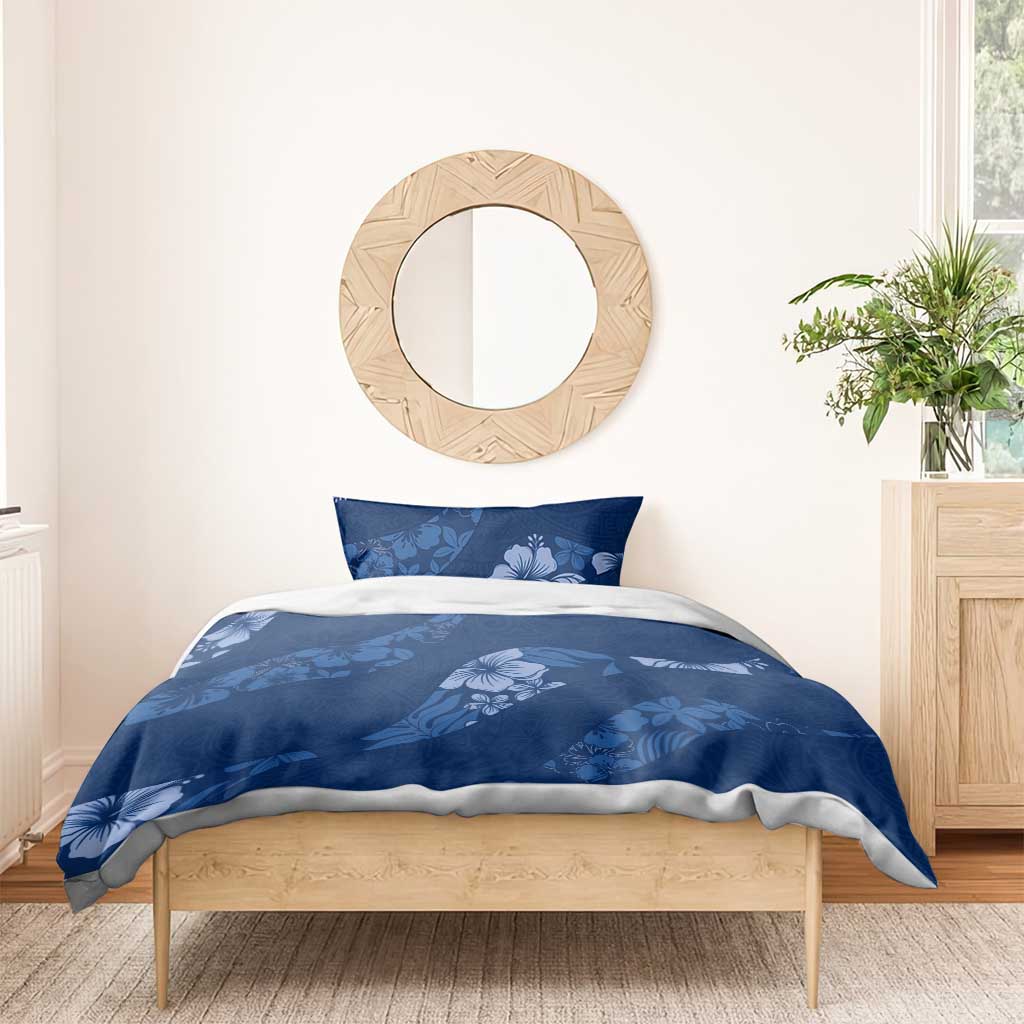 Aloha Hawaii Floral Tapa Bedding Set Patchwork Navy LT7 - Polynesian Pride
