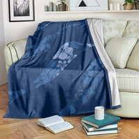Aloha Hawaii Floral Tapa Blanket Patchwork Navy LT7 Navy - Polynesian Pride