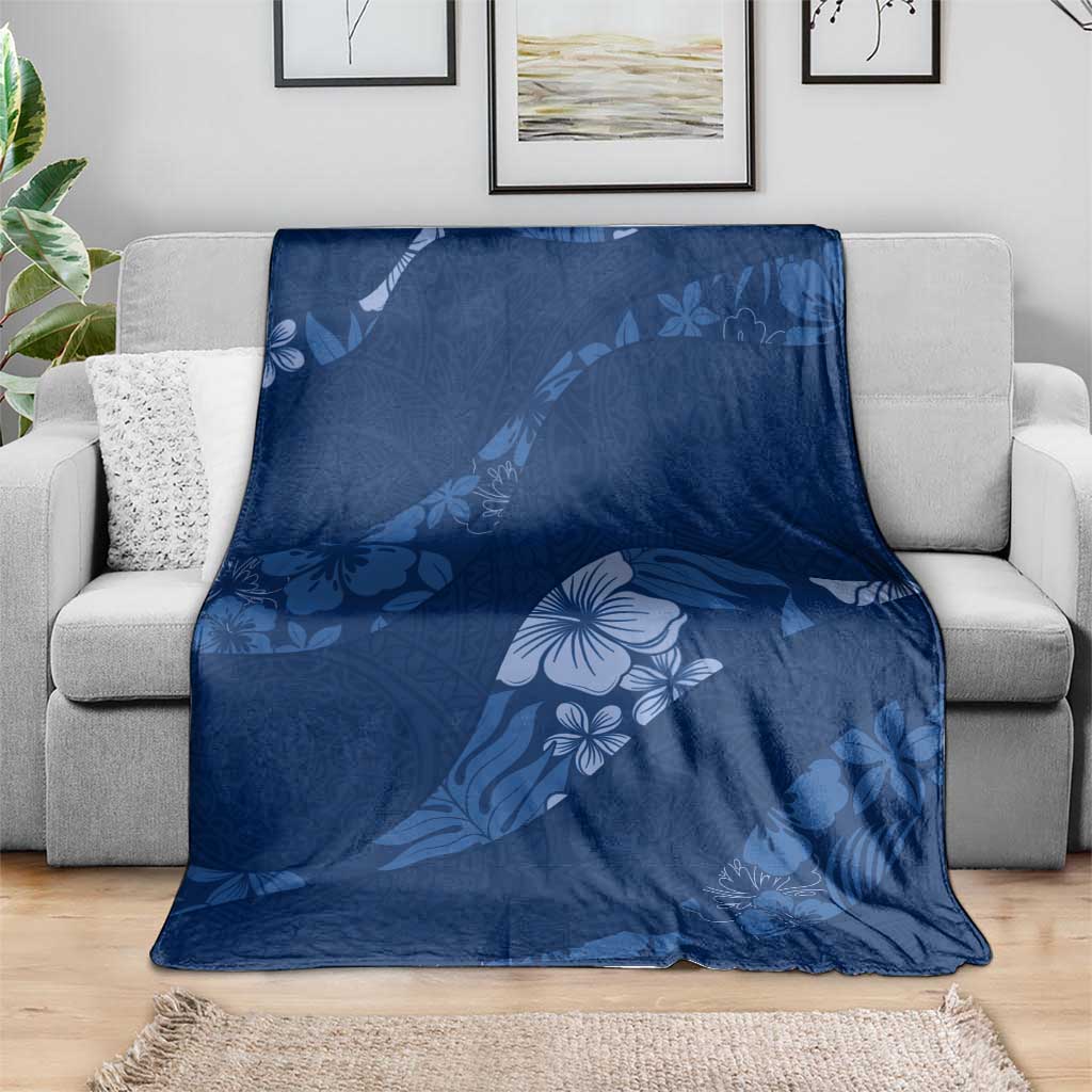 Aloha Hawaii Floral Tapa Blanket Patchwork Navy LT7 - Polynesian Pride
