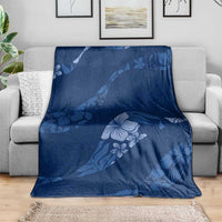 Aloha Hawaii Floral Tapa Blanket Patchwork Navy LT7 - Polynesian Pride