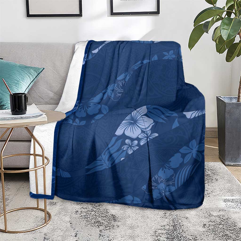 Aloha Hawaii Floral Tapa Blanket Patchwork Navy LT7 - Polynesian Pride