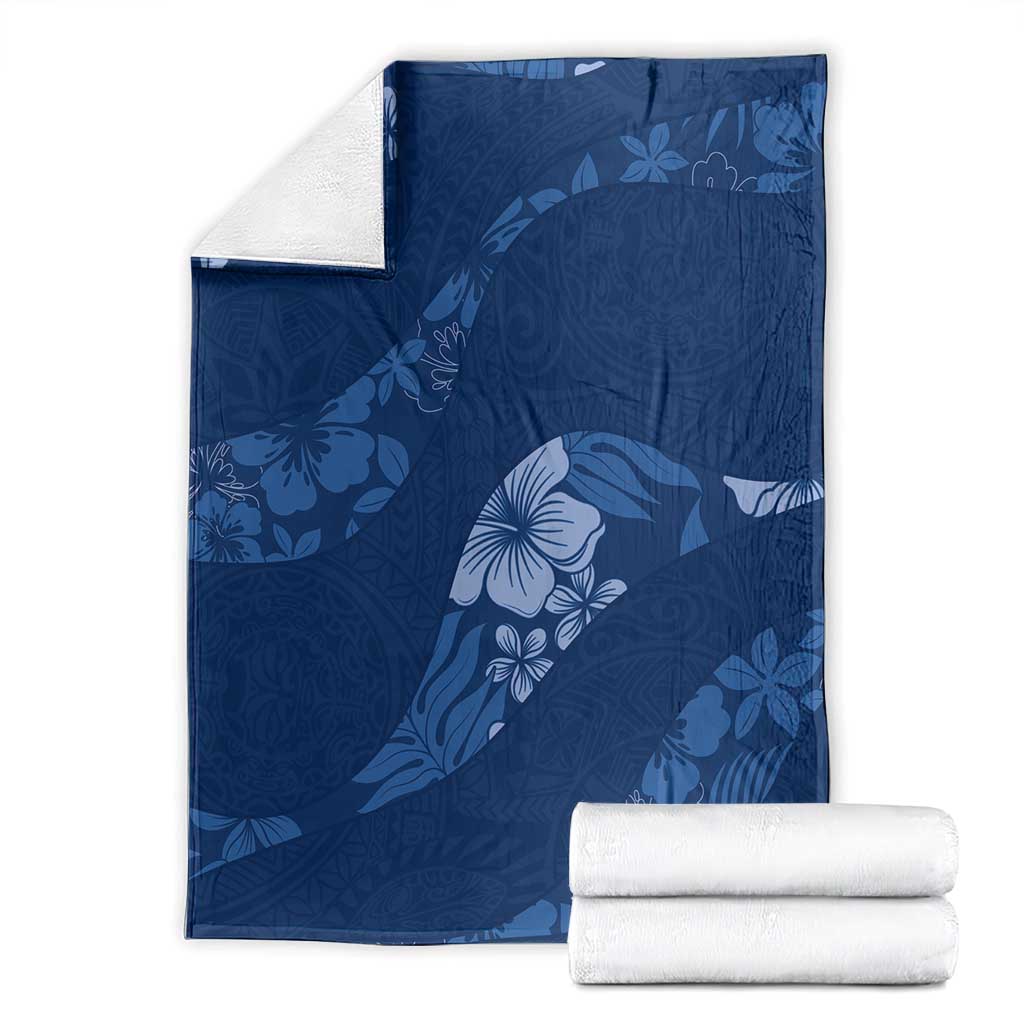 Aloha Hawaii Floral Tapa Blanket Patchwork Navy LT7 - Polynesian Pride