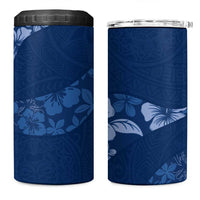 Aloha Hawaii Floral Tapa 4 in 1 Can Cooler Tumbler Patchwork Navy LT7 One Size: 16 oz Navy - Polynesian Pride