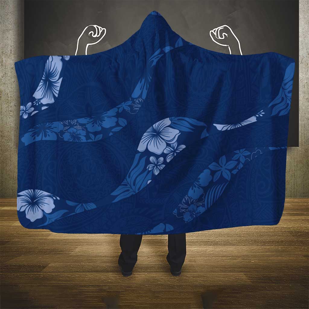 Aloha Hawaii Floral Tapa Hooded Blanket Patchwork Navy LT7 - Polynesian Pride