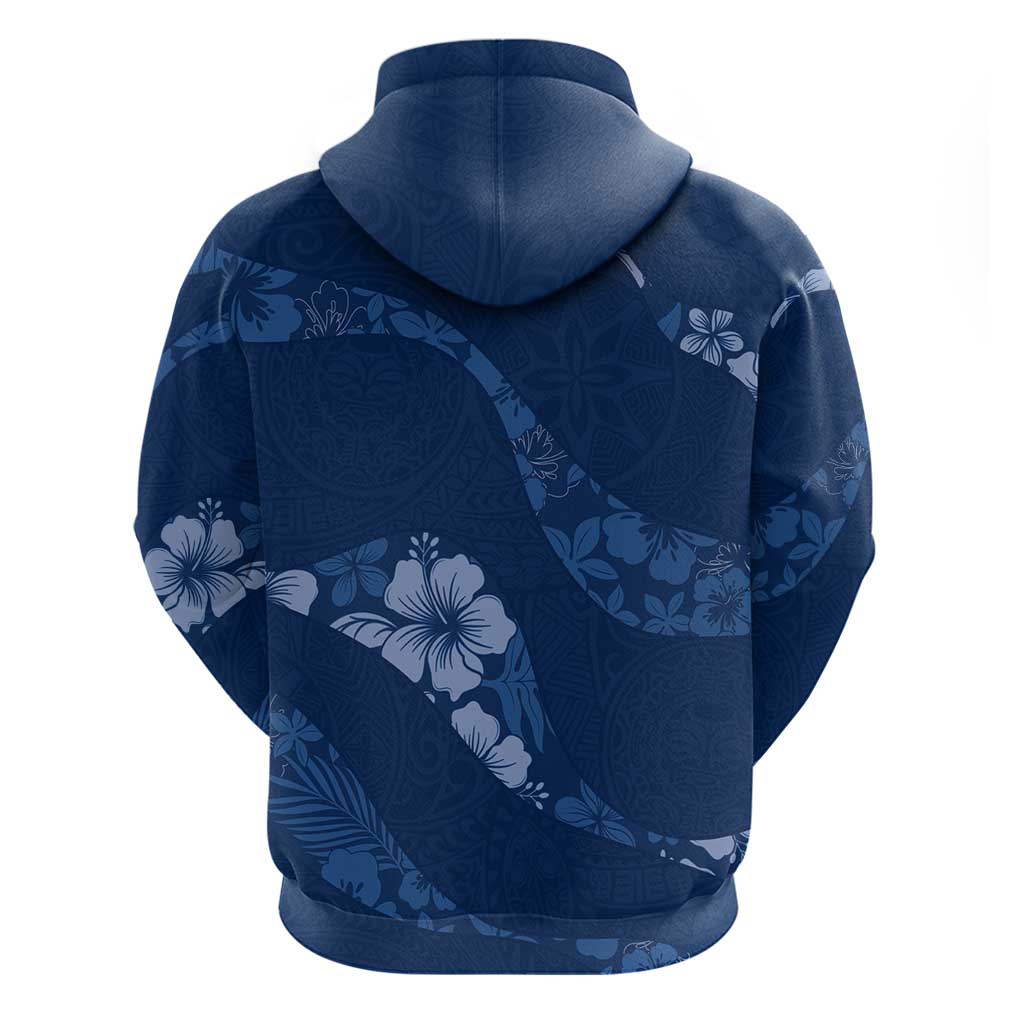 Aloha Hawaii Floral Tapa Hoodie Patchwork Navy LT7 - Polynesian Pride