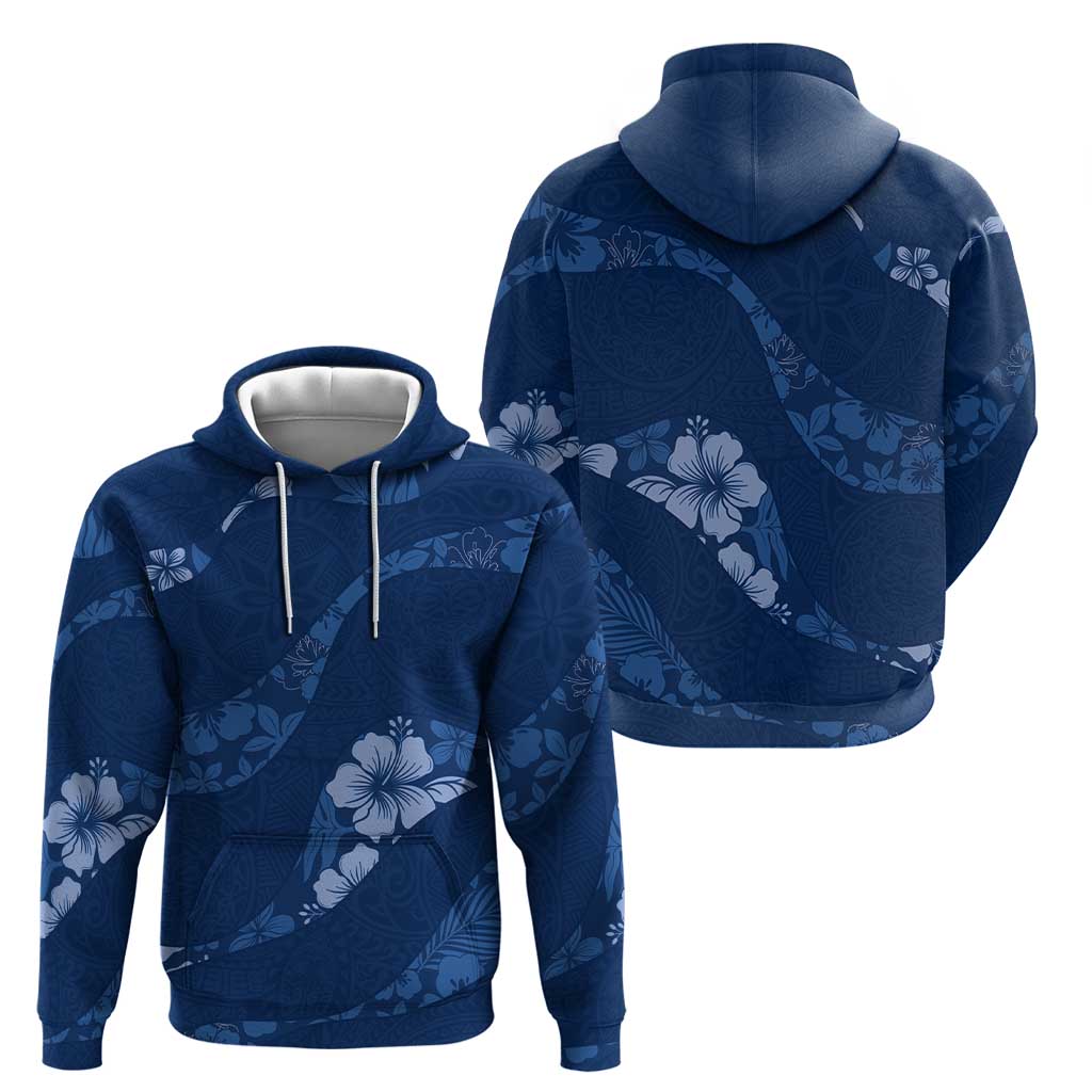Aloha Hawaii Floral Tapa Hoodie Patchwork Navy LT7 - Polynesian Pride