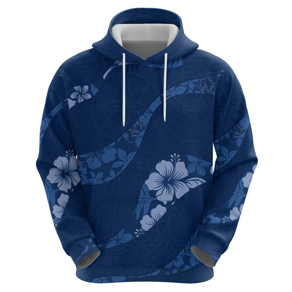 Aloha Hawaii Floral Tapa Hoodie Patchwork Navy LT7 - Polynesian Pride