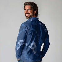 Aloha Hawaii Floral Tapa Long Sleeve Polo Shirt Patchwork Navy LT7 - Polynesian Pride