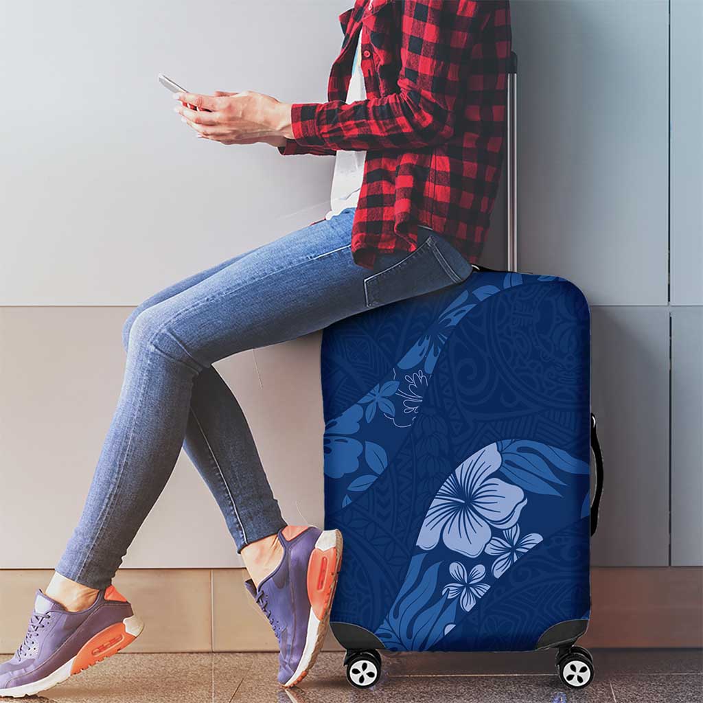 Aloha Hawaii Floral Tapa Luggage Cover Patchwork Navy LT7 - Polynesian Pride