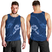 Aloha Hawaii Floral Tapa Men Tank Top Patchwork Navy LT7 - Polynesian Pride