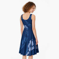 Aloha Hawaii Floral Tapa Midi Dress Patchwork Navy LT7 - Polynesian Pride