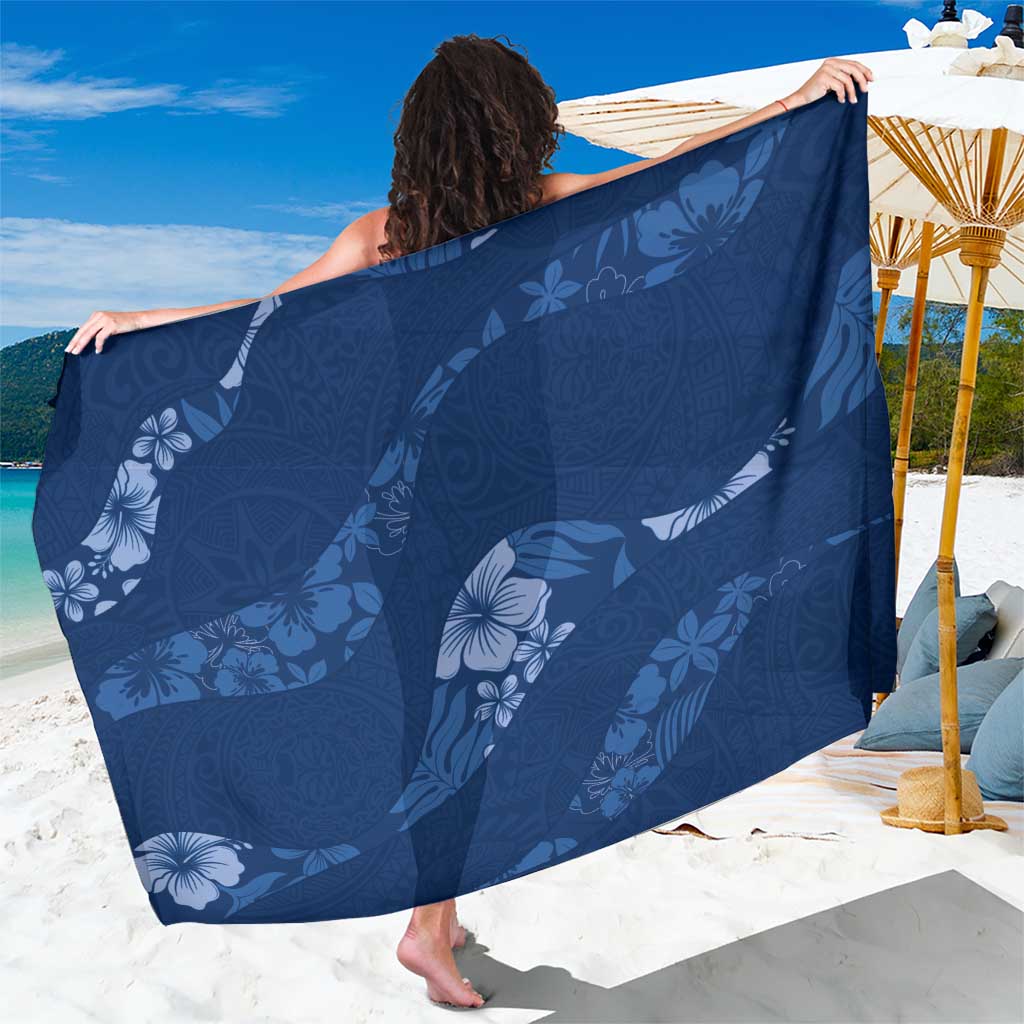 Aloha Hawaii Floral Tapa Sarong Patchwork Navy LT7 One Size 44 x 66 inches Navy - Polynesian Pride