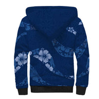 Aloha Hawaii Floral Tapa Sherpa Hoodie Patchwork Navy LT7 - Polynesian Pride