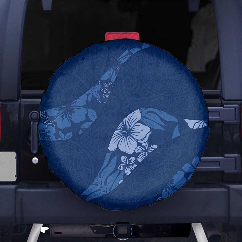 Aloha Hawaii Floral Tapa Spare Tire Cover Patchwork Navy LT7 No hole Navy - Polynesian Pride