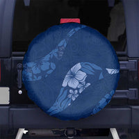 Aloha Hawaii Floral Tapa Spare Tire Cover Patchwork Navy LT7 No hole Navy - Polynesian Pride