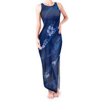 Aloha Hawaii Floral Tapa Tank Maxi Dress Patchwork Navy LT7 Women Navy - Polynesian Pride