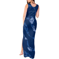 Aloha Hawaii Floral Tapa Tank Maxi Dress Patchwork Navy LT7 - Polynesian Pride