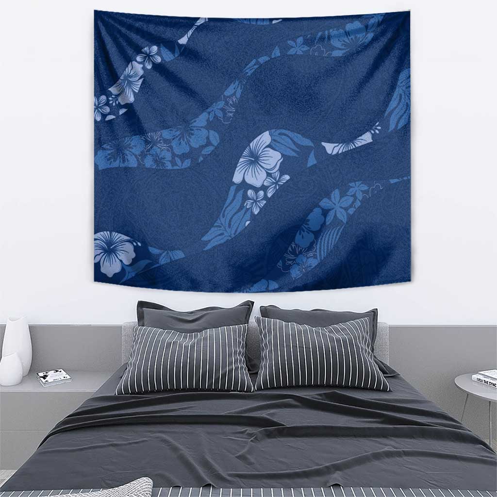Aloha Hawaii Floral Tapa Tapestry Patchwork Navy LT7 - Polynesian Pride