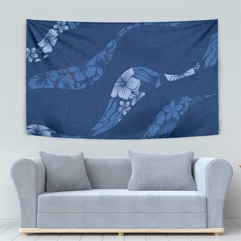 Aloha Hawaii Floral Tapa Tapestry Patchwork Navy LT7 - Polynesian Pride