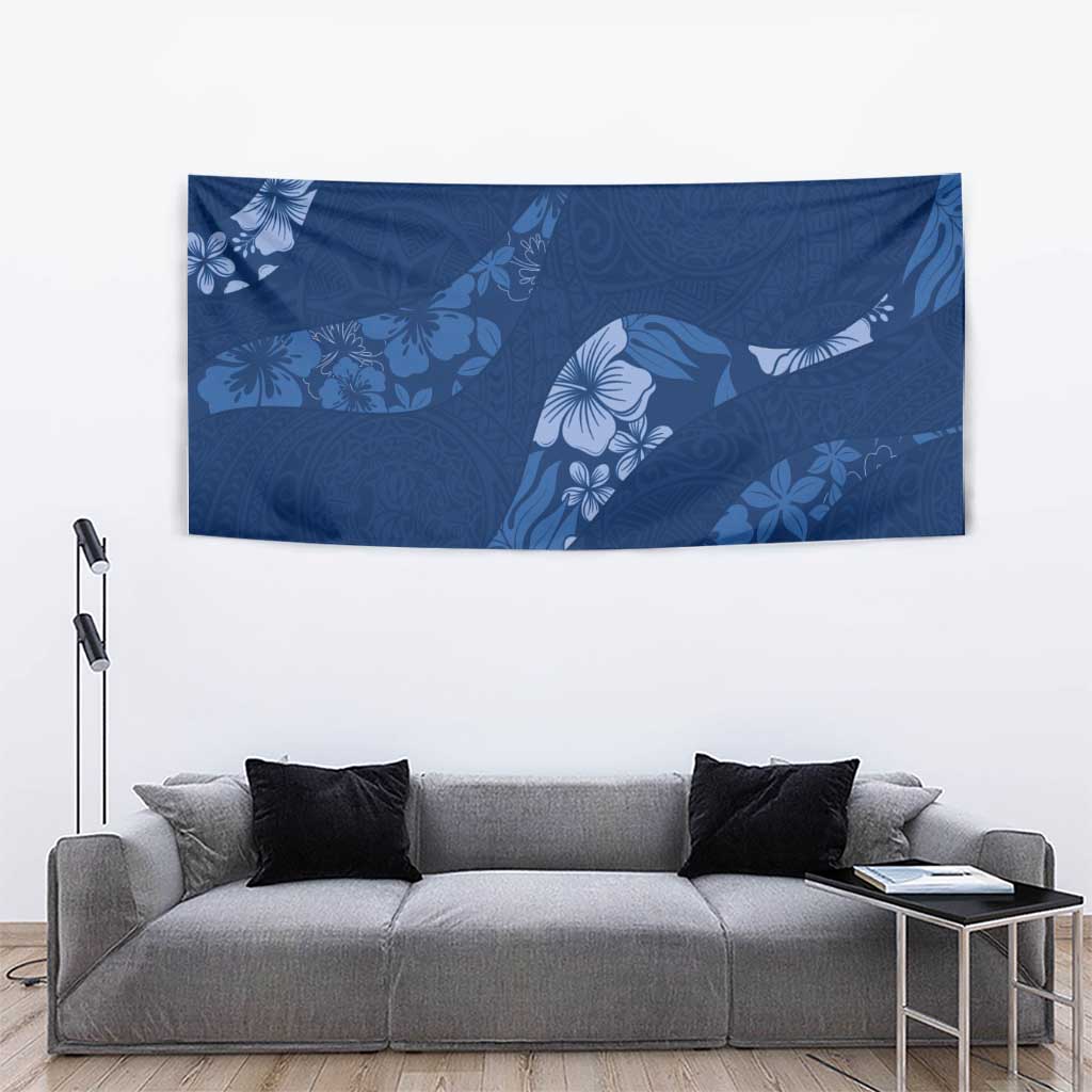 Aloha Hawaii Floral Tapa Tapestry Patchwork Navy LT7 - Polynesian Pride