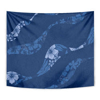 Aloha Hawaii Floral Tapa Tapestry Patchwork Navy LT7 - Polynesian Pride