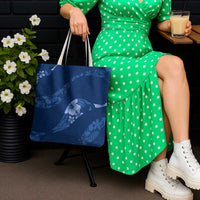 Aloha Hawaii Floral Tapa Tote Bag Patchwork Navy LT7 - Polynesian Pride