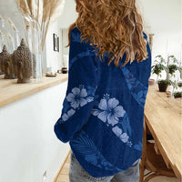Aloha Hawaii Floral Tapa Women Casual Shirt Patchwork Navy LT7 - Polynesian Pride