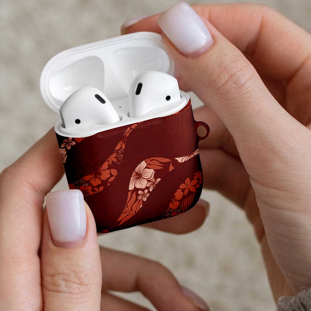 Aloha Hawaii Floral Tapa AirPods Case Patchwork Crimson LT7 - Polynesian Pride