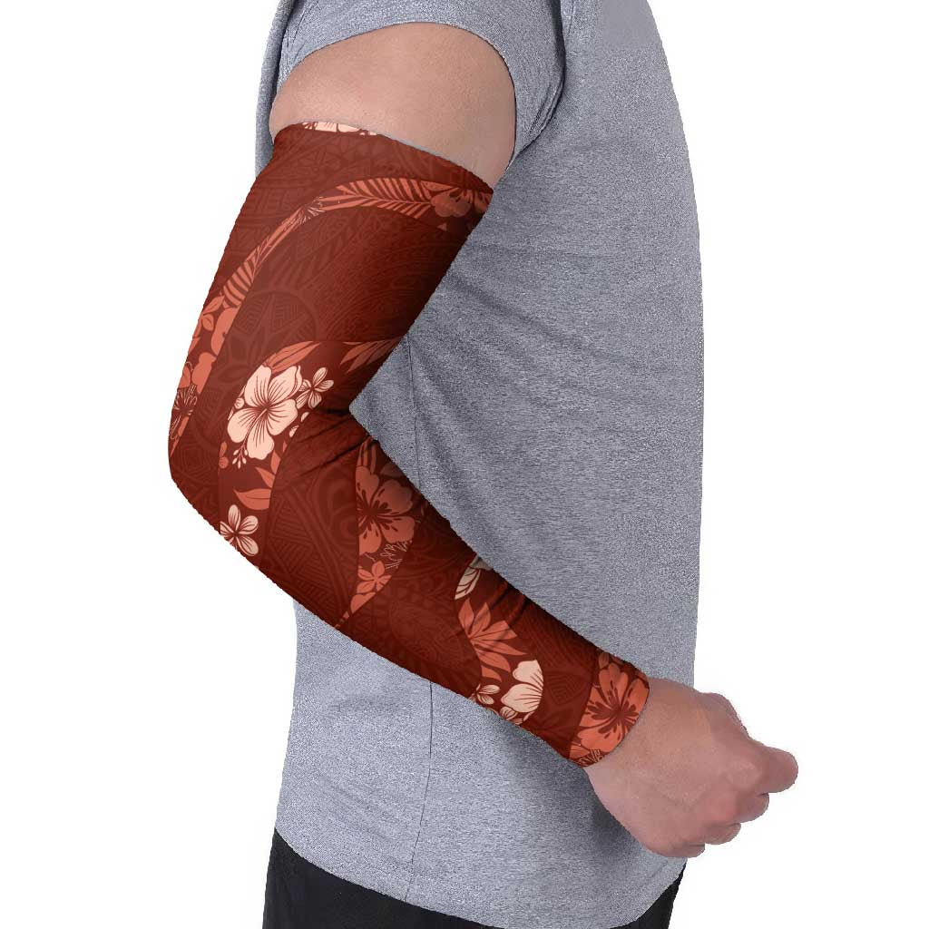 Aloha Hawaii Floral Tapa Arm Sleeves Patchwork Crimson LT7 - Polynesian Pride