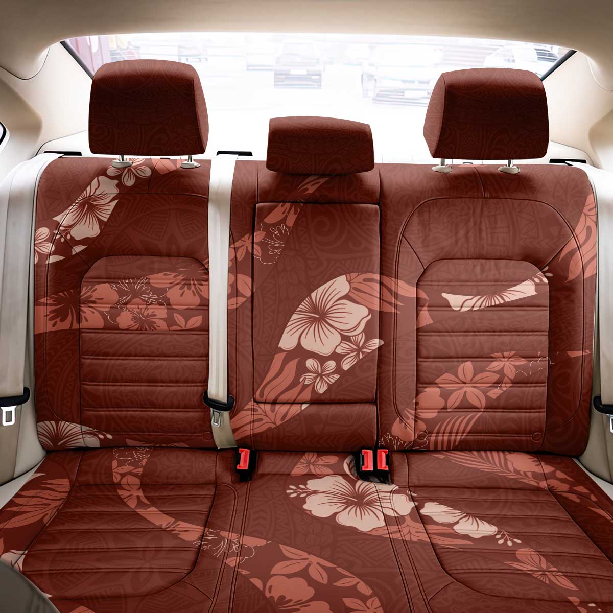 Aloha Hawaii Floral Tapa Back Car Seat Cover Patchwork Crimson LT7 - Polynesian Pride