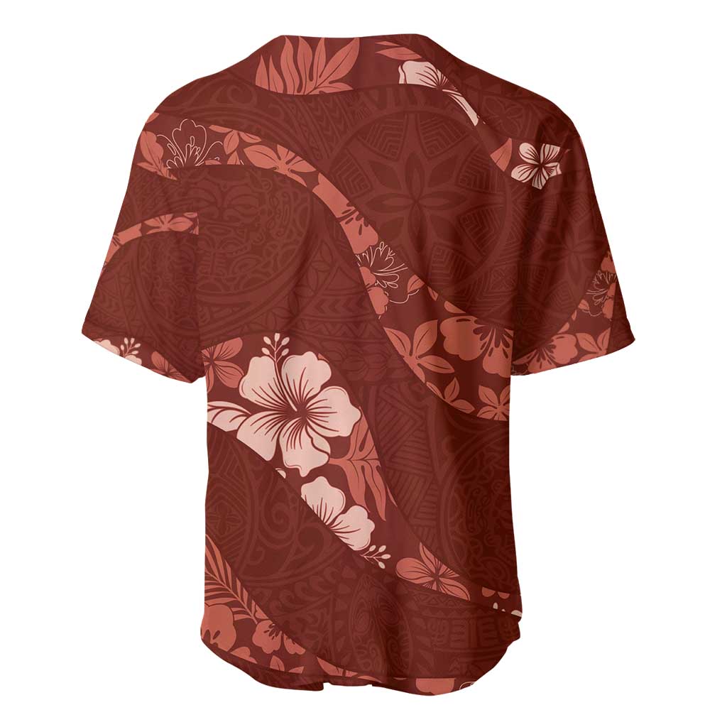 Aloha Hawaii Floral Tapa Baseball Jersey Patchwork Crimson LT7 - Polynesian Pride