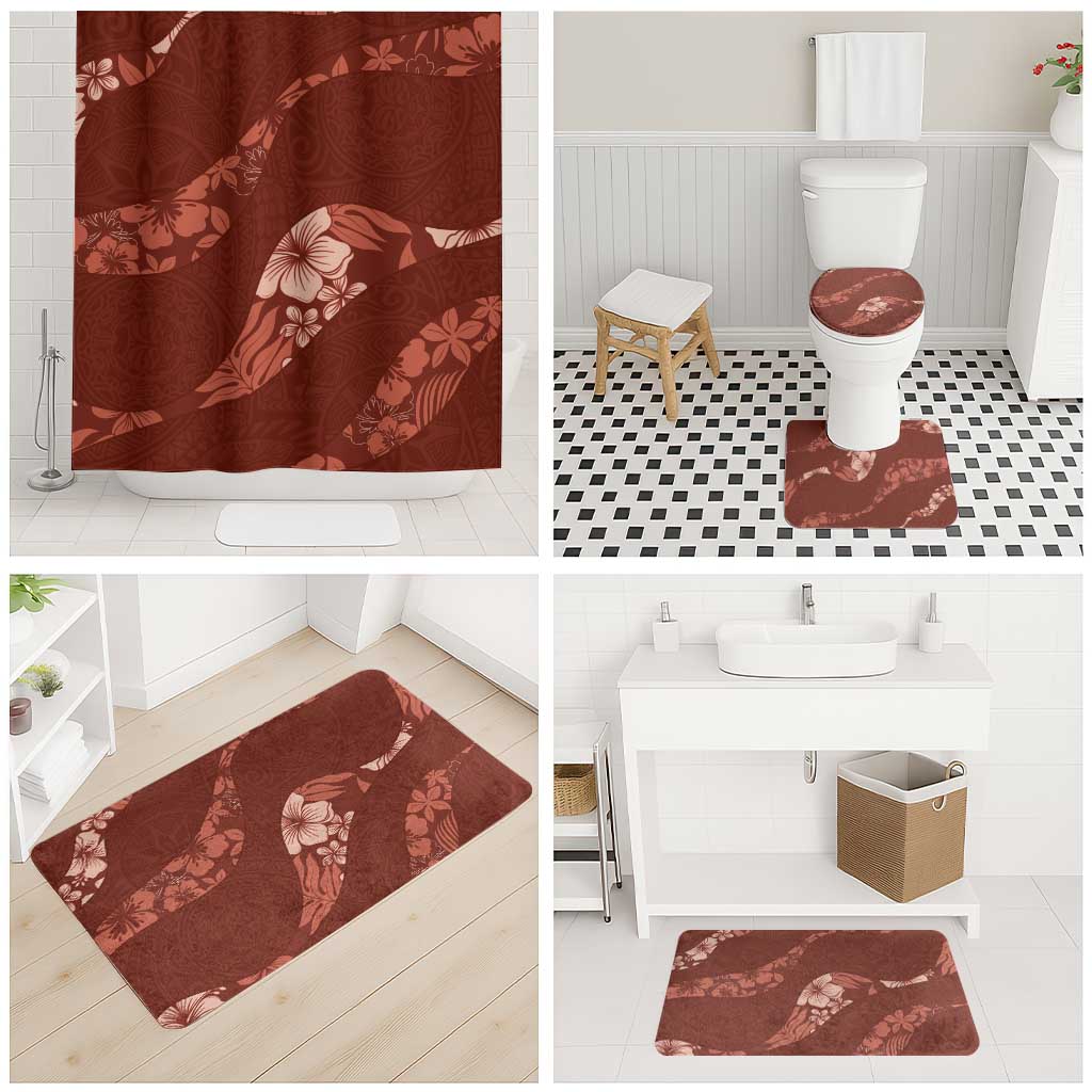 Aloha Hawaii Floral Tapa Bathroom Set Patchwork Crimson LT7 - Polynesian Pride