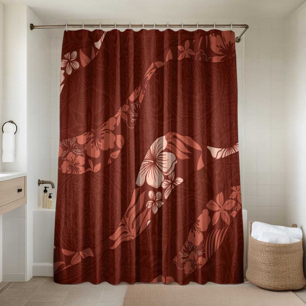 Aloha Hawaii Floral Tapa Bathroom Set Patchwork Crimson LT7 Shower Curtain Only Crimson - Polynesian Pride