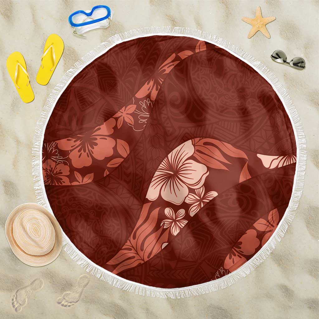 Aloha Hawaii Floral Tapa Beach Blanket Patchwork Crimson LT7 One Size 150cm Crimson - Polynesian Pride