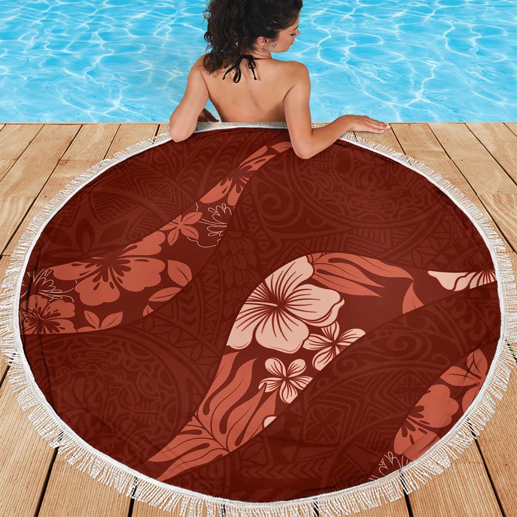 Aloha Hawaii Floral Tapa Beach Blanket Patchwork Crimson LT7 - Polynesian Pride