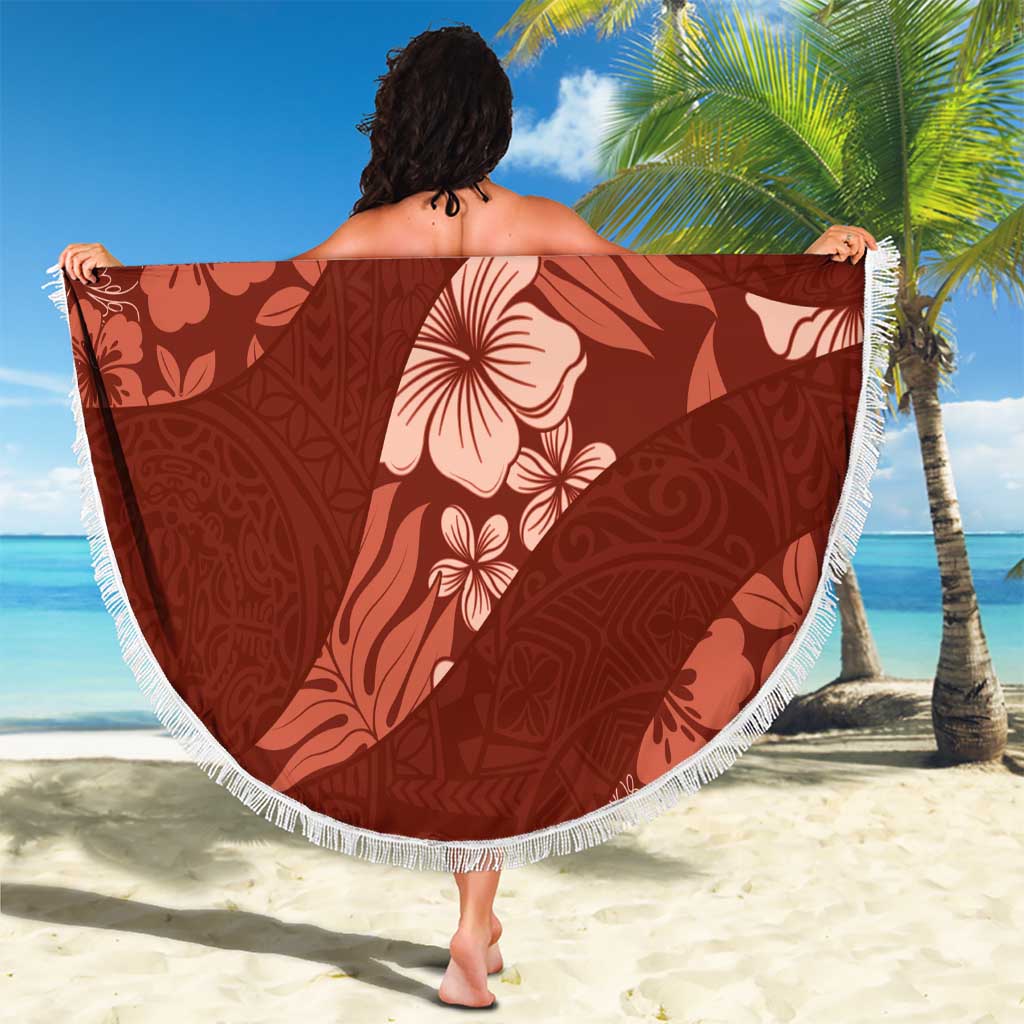 Aloha Hawaii Floral Tapa Beach Blanket Patchwork Crimson LT7 - Polynesian Pride