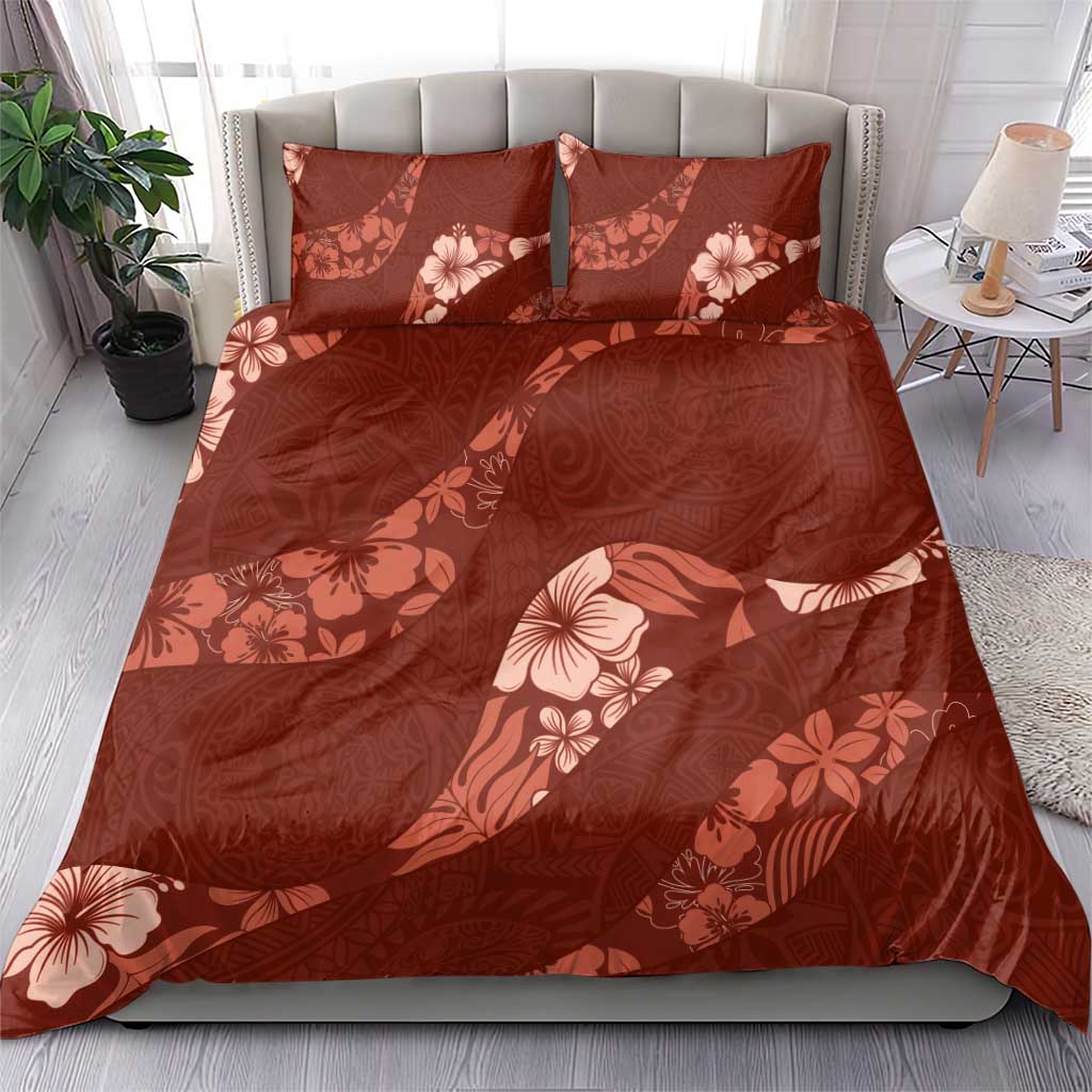 Aloha Hawaii Floral Tapa Bedding Set Patchwork Crimson LT7 - Polynesian Pride