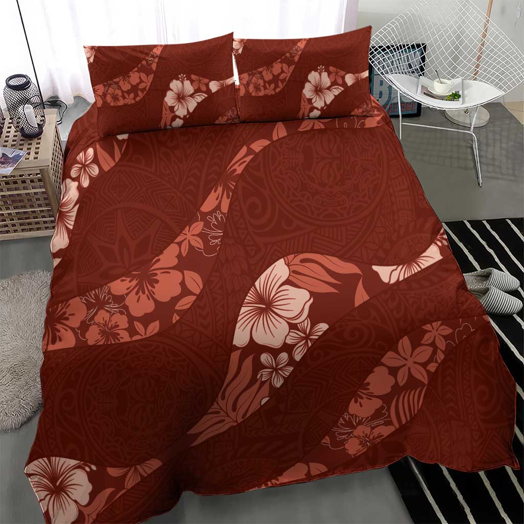 Aloha Hawaii Floral Tapa Bedding Set Patchwork Crimson LT7 - Polynesian Pride