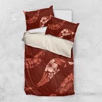 Aloha Hawaii Floral Tapa Bedding Set Patchwork Crimson LT7 US Twin 172cm x 218cm Crimson - Polynesian Pride