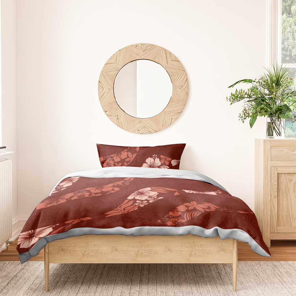 Aloha Hawaii Floral Tapa Bedding Set Patchwork Crimson LT7 - Polynesian Pride
