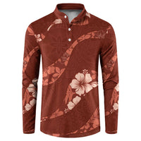 Aloha Hawaii Floral Tapa Button Sweatshirt Patchwork Crimson LT7 Crimson - Polynesian Pride