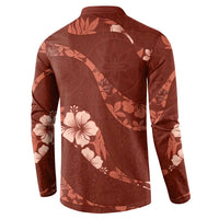 Aloha Hawaii Floral Tapa Button Sweatshirt Patchwork Crimson LT7 - Polynesian Pride