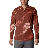 Aloha Hawaii Floral Tapa Button Sweatshirt Patchwork Crimson LT7 - Polynesian Pride