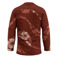 Aloha Hawaii Floral Tapa Hockey Jersey Patchwork Crimson LT7 - Polynesian Pride