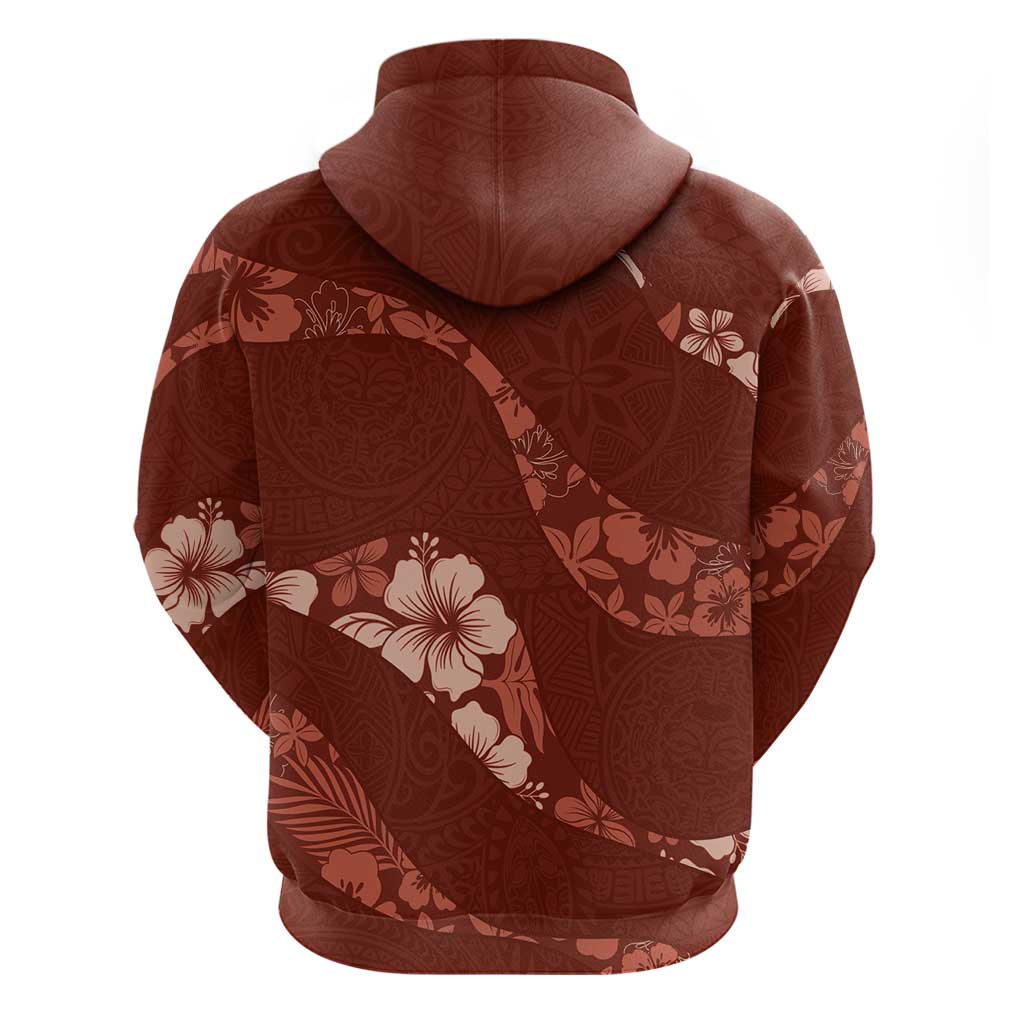 Aloha Hawaii Floral Tapa Hoodie Patchwork Crimson LT7 - Polynesian Pride