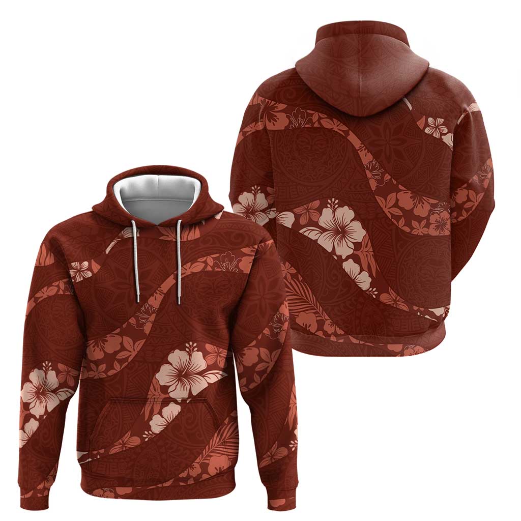 Aloha Hawaii Floral Tapa Hoodie Patchwork Crimson LT7 - Polynesian Pride